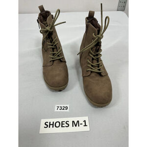 Girls Excellent Youth Mia Ankle Combat Boots 5 M Tan Chunky Heel Round Toe